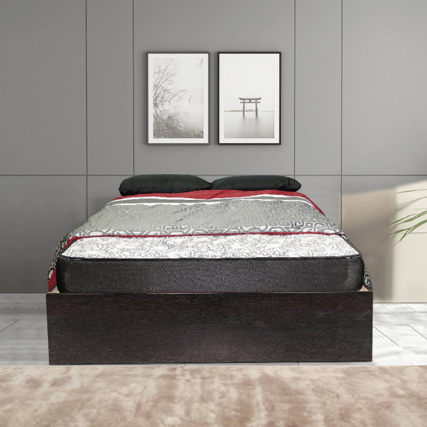 Canadian Made Platform Bed With Bookcase Headboard 1101