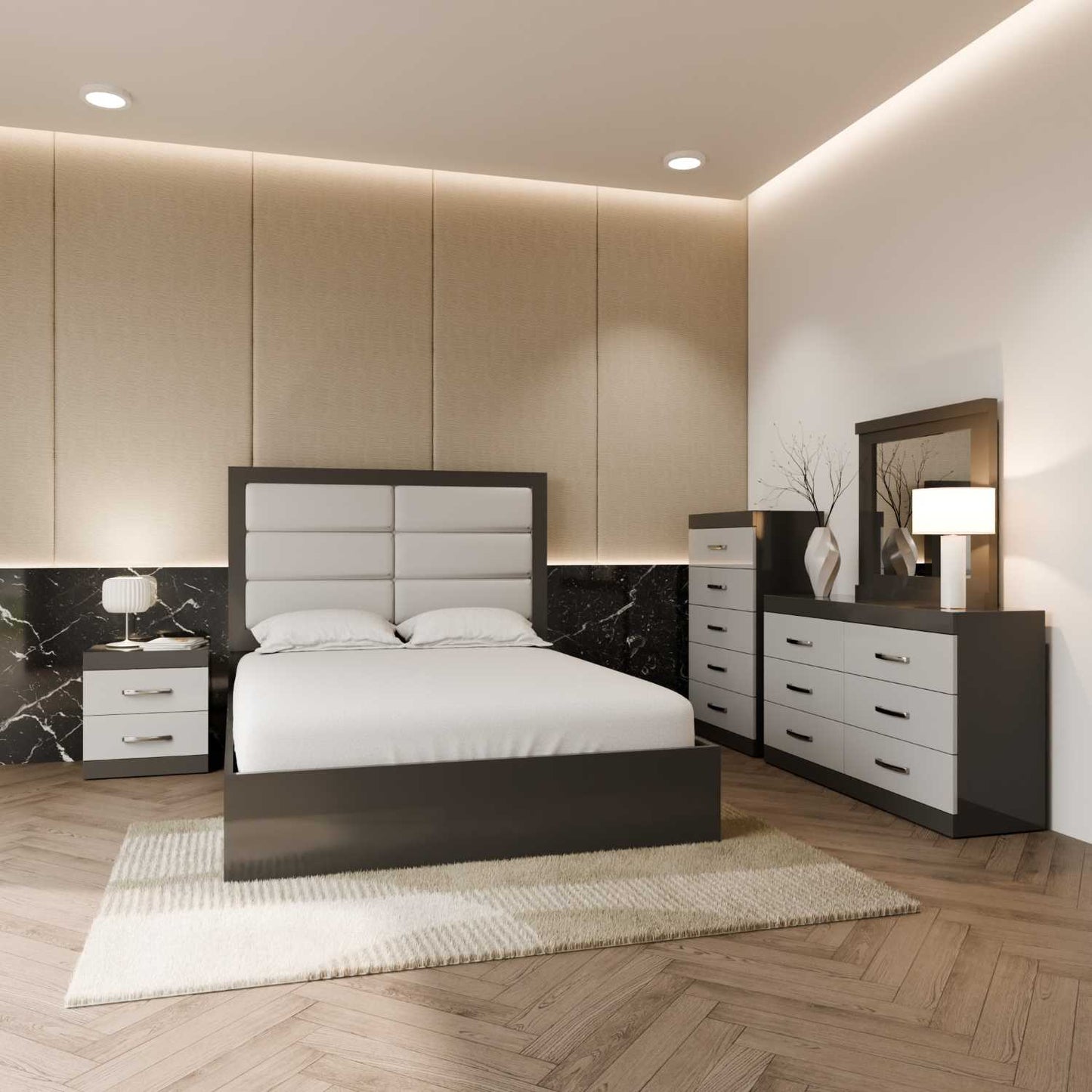 Livia Canadian Made Italian Style Hydraulic Lift Bedroom Set
