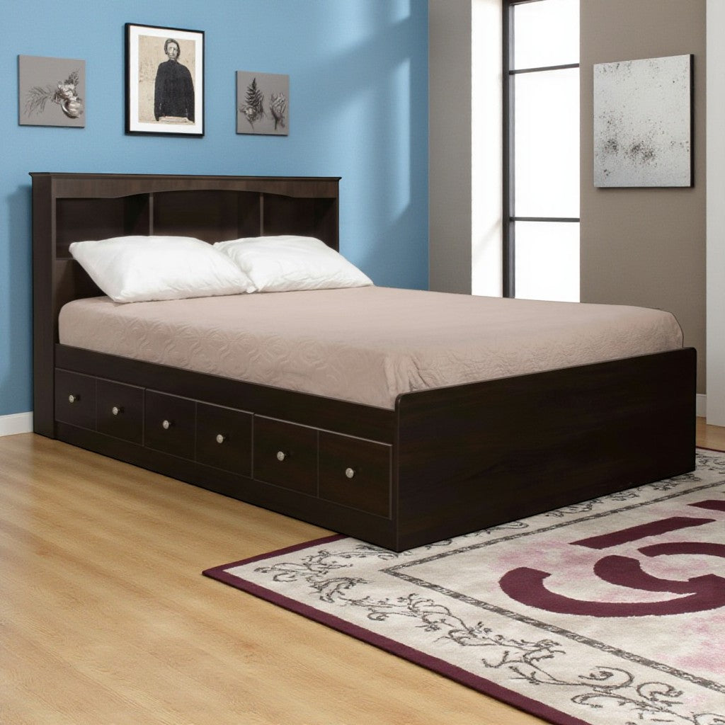 Canadian Made Storage Bed With Bookcase Headboard 5000