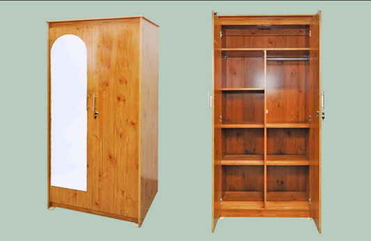 Canadian Made 2 Door Wardrobe with Mirror And Lock - 130