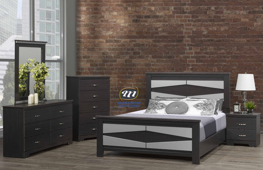 Two tone 6 PC Bedroom Set Tuxedo & Silver 6600