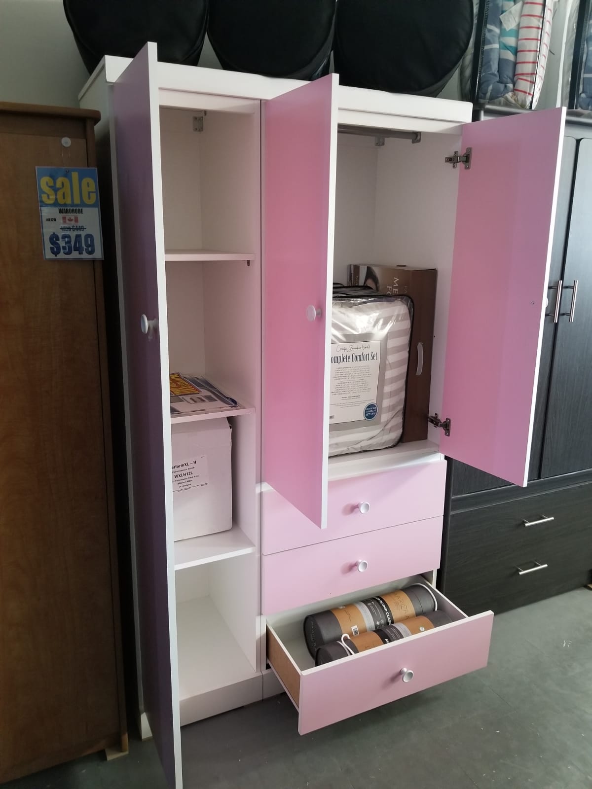Canadian Made Armoire White & Pink 9000