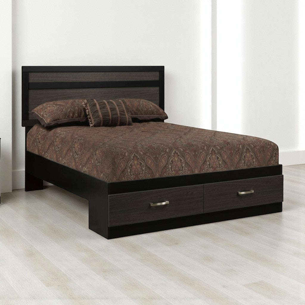 Canadian Made Black/Tuxedo Wooden Bed A9