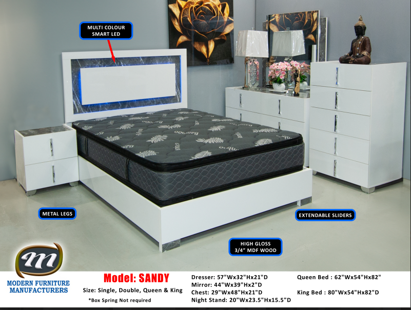 Sandy Canadian Made Italian Style Lacquer Bedroom Set